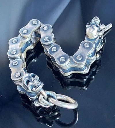 画像5: Motorcycle Chain With 4Skulls D-Loop Bracelet (Midium)