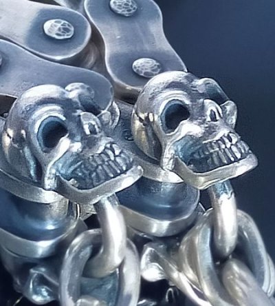 画像8: Motorcycle Chain With 4Skulls D-Loop Bracelet (Midium)