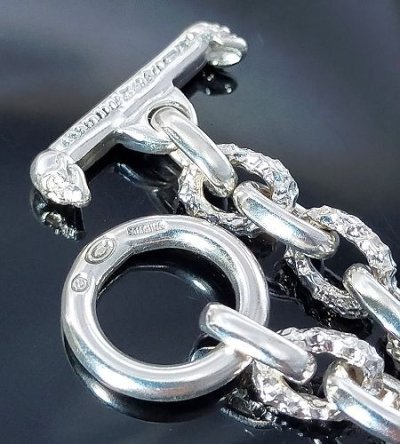 画像3: Half Small Oval & Chiseled Small Oval Chain Links Bracelet (Platinum Finish)