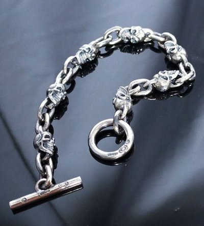 画像1: 1/8 Skull & Chain Links Bracelet