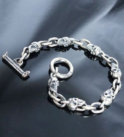 画像2: 1/8 Skull & Chain Links Bracelet
