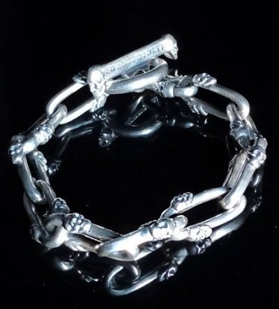 画像9: Double Skull Long Small Oval Links Bracelet