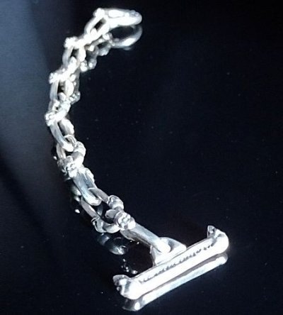 画像4: Double Skull Long Small Oval Links Bracelet