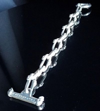 画像10: Double Skull Long Small Oval Links Bracelet