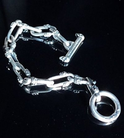 画像8: Double Skull Long Small Oval Links Bracelet