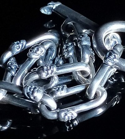 画像7: Double Skull Long Small Oval Links Bracelet