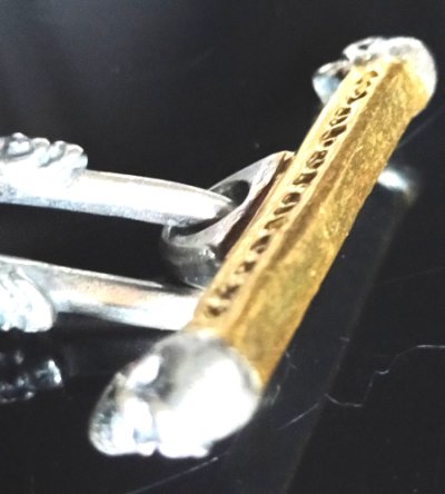 画像7: Double Skull Long Small Oval Links Pure Gold Wrap T-bar Bracelet