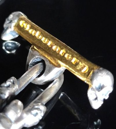 画像2: Double Skull Long Small Oval Links Pure Gold Wrap T-bar Bracelet
