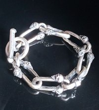 Double Skull Master Long Small Oval Links Bracelet