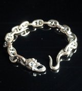 Laughing Skull & Snake Tongue With 7.5mm Marine Chain Bracelet