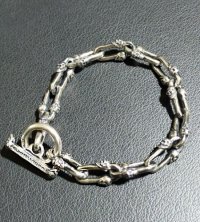 1/16 Double Skull Long Small Oval Links Bracelet