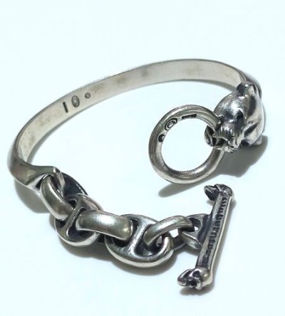 画像1: 1/2 Panther Triangle Wire With H.W.O & Smooth Anchor Chain Bangle Bracelet