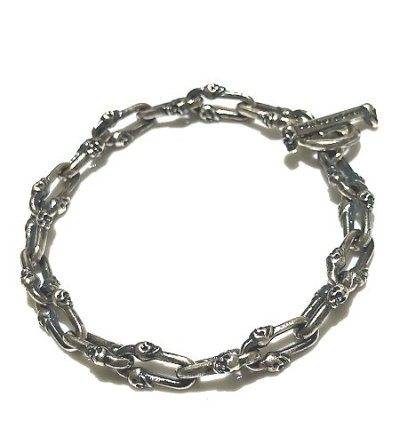 画像3: 1/32 Double Skull Long Small Oval Links Bracelet