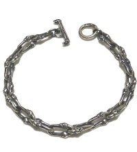 1/32 Double Skull Long Small Oval Links Bracelet