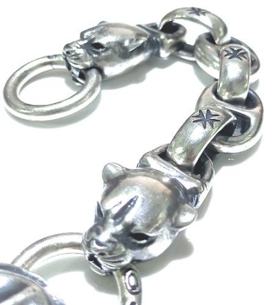 画像6: Battle-Ax ID With 2medium Long Neck Panthers & H.W.O Anchor Links Bracelet