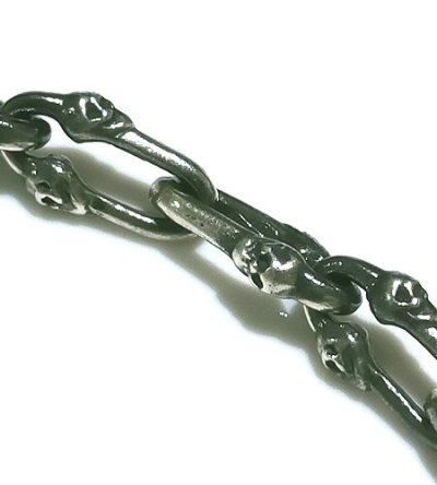 画像3: 1/64 Double Skull Long Small Oval Links Bracelet