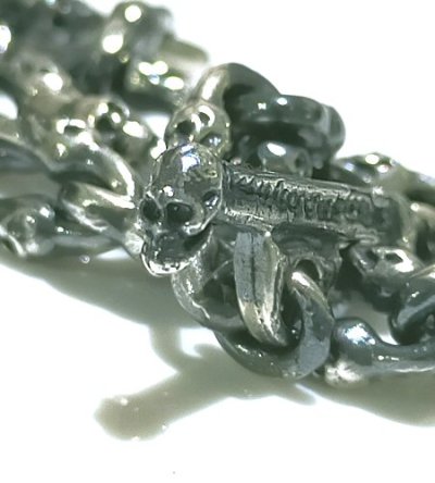 画像5: 1/64 Double Skull Long Small Oval Links Bracelet