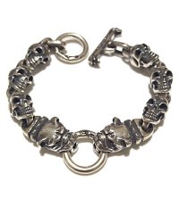 Half 2Old Bulldog With Half Skull Links Bracelet