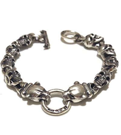 画像6: Quarter 2Panther With Quarter Skull Links Bracelet