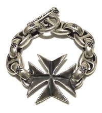 Half Maltese Cross  ID With H.W.O & Chiseled Anchor Links Bracelet