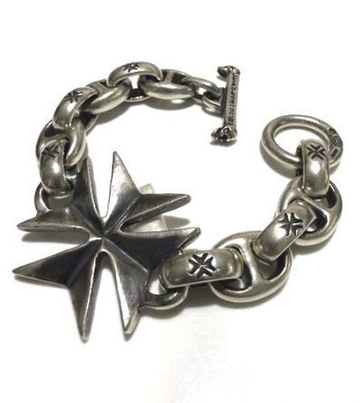 画像4: Half Maltese Cross  ID With H.W.O & Chiseled Anchor Links Bracelet