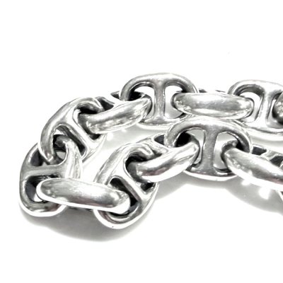 画像3: Half All Smooth Anchor Chain Links Bracelet
