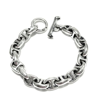 画像1: Half All Smooth Anchor Chain Links Bracelet 