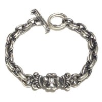 One Eighth 4Heart Crown With Diamond & Half Small Oval Chain Bracelet