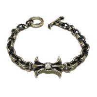 Diamond With Gothic Grooved Flare & 7Chain Bracelet 