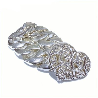 画像8: Heart Buckle With Cuban Chain Bracelet (Platinum Finish)