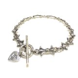 1/32 Gothic Grooved Flare Links Bracelet With G&Crown Heart Chaem