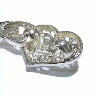 画像7: Half Heart Buckle With Cuban Chain Bracelet (Platinum Finish)