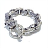 Bulldog With Chiseled H.W.O & Smooth Anchor Links Bracelet
