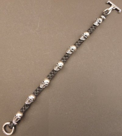 画像2: Quarter 7Skulls braid leather bracelet
