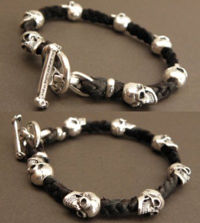 画像4: Quarter 7Skulls braid leather bracelet