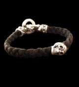 Half Skull On braid leather bracelet