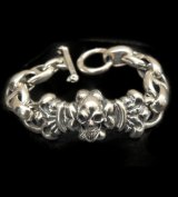 Skull On 4Heart ID With H.W.O & Anchor Links All Smooth Bracelet