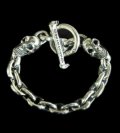 2Skulls With Small Oval Chain Links Bracelet