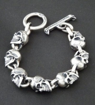 画像3: All Slant Head Skulls Link Bracelet