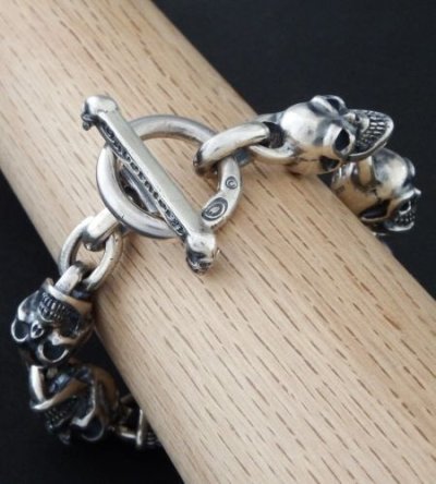 画像6: All Slant Head Skulls Link Bracelet