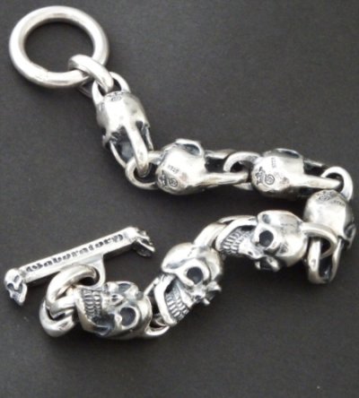 画像7: All Slant Head Skulls Link Bracelet