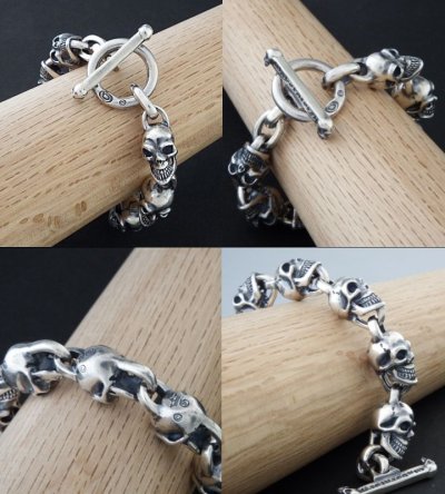 画像8: All Slant Head Skulls Link Bracelet