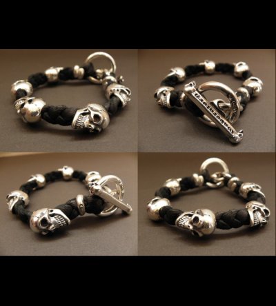 画像2: 5Skulls braid leather bracelet