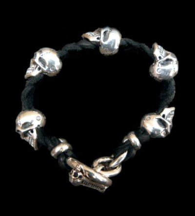 画像1: 5Skulls braid leather bracelet