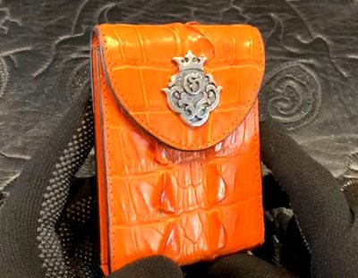 画像2: Crocodile W-Spine Tail Leather With Atelier Mark Pins Card Case