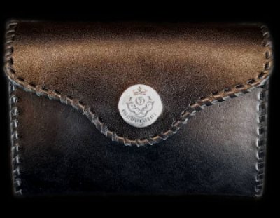 画像1: Saddle Leather Large Coin & Card Case With Lacing (Black)