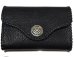 画像1: Buffalo Leather Coin & Card Case With Zipper (Black) (1)
