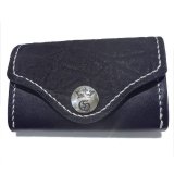 Elephant & Saddle Leather Coin Card Case (Black/Black)