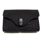 Elephant Leather Coin Card Case (Skull Button,Elephant Liner)