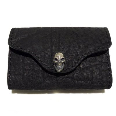 画像1: Elephant Leather Coin Card Case (Skull Button,Elephant Liner)